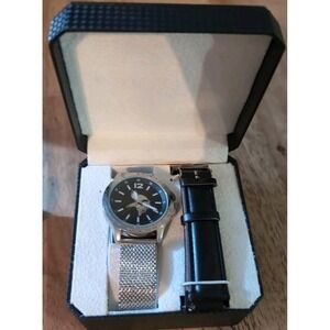 Vikings Game Time Quartz Analog Watch Japan Movement...NEW Dual Bands Black Silv